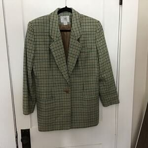 Vintage Amanda Smith Brown Cream Blue Plaid 90's Blazer 12